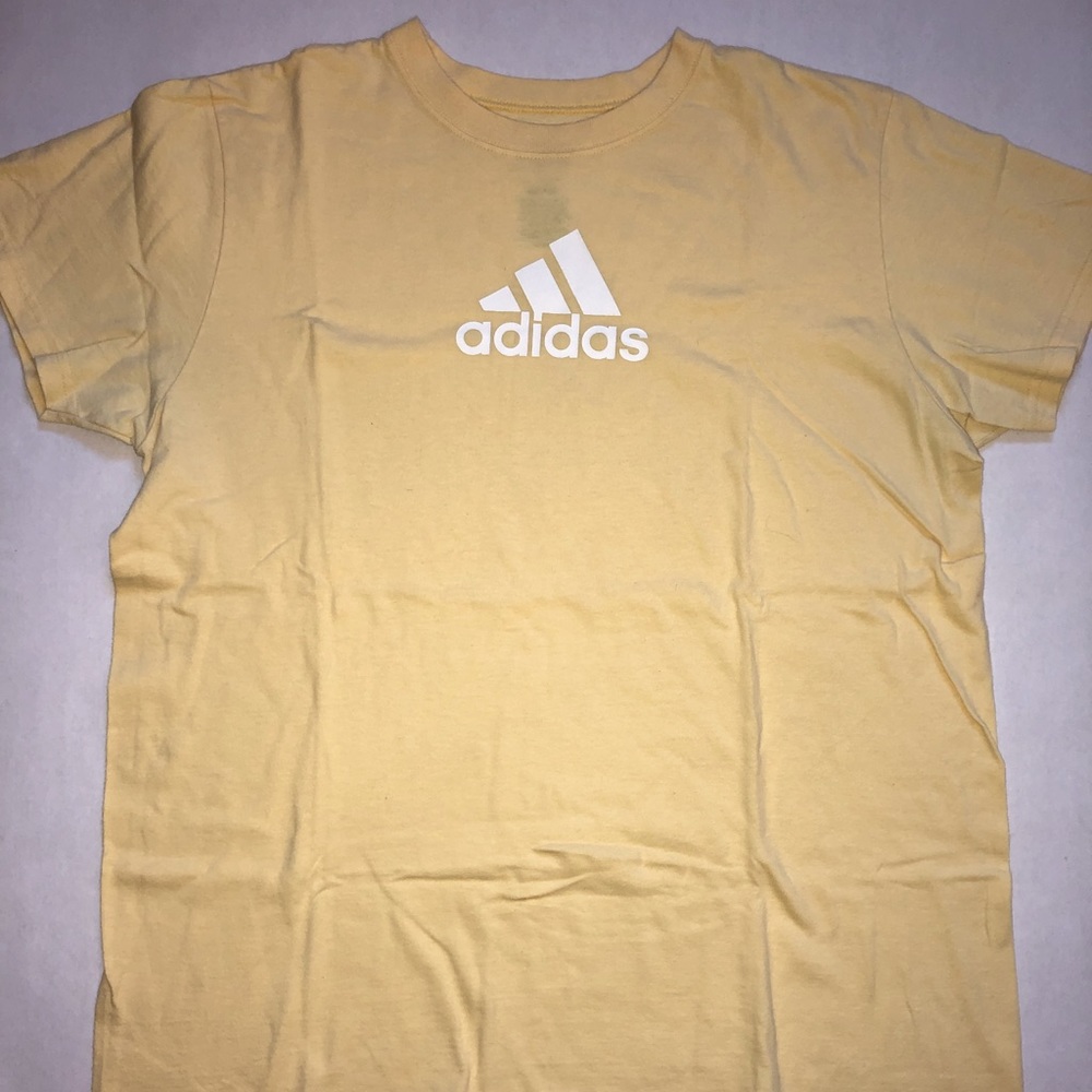Adidas Men’s XL Light Yellow T-Shirt White Logo